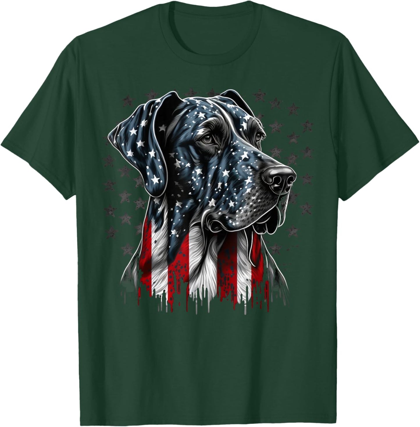 USA 4th Of July Great Dane on Patriotic American Great Dane T-Shirt - T-Shirt | Forest