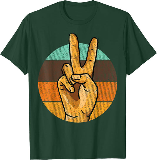 Retro Peace Vintage 60's 70's Hippie Gift T-Shirt - T-Shirt | Forest