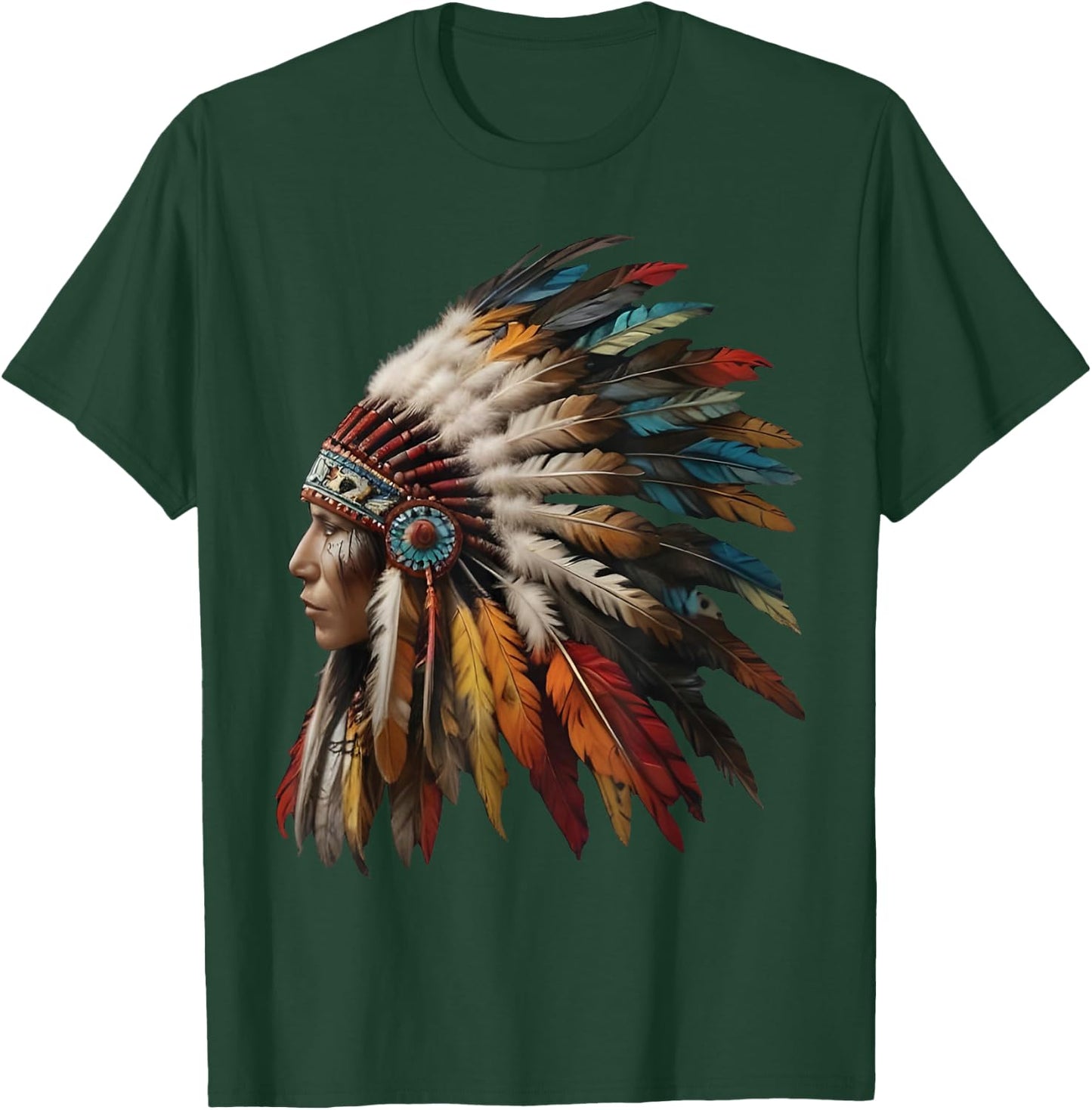 Native American Indian Headdress Graphic Women T-Shirt - T-Shirt | Forest