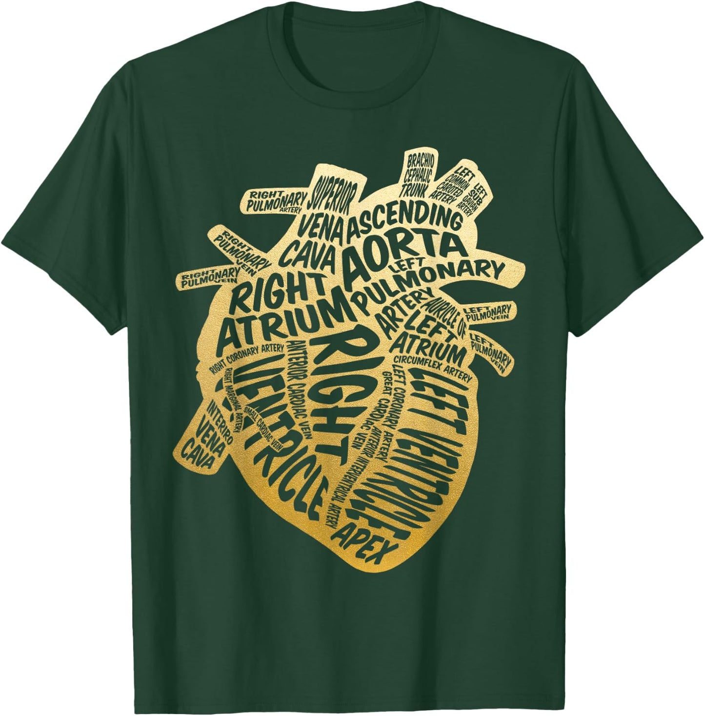 Cardiac Stethoscope Anatomical Heart Cardiac Nurse T-Shirt - T-Shirt | Forest