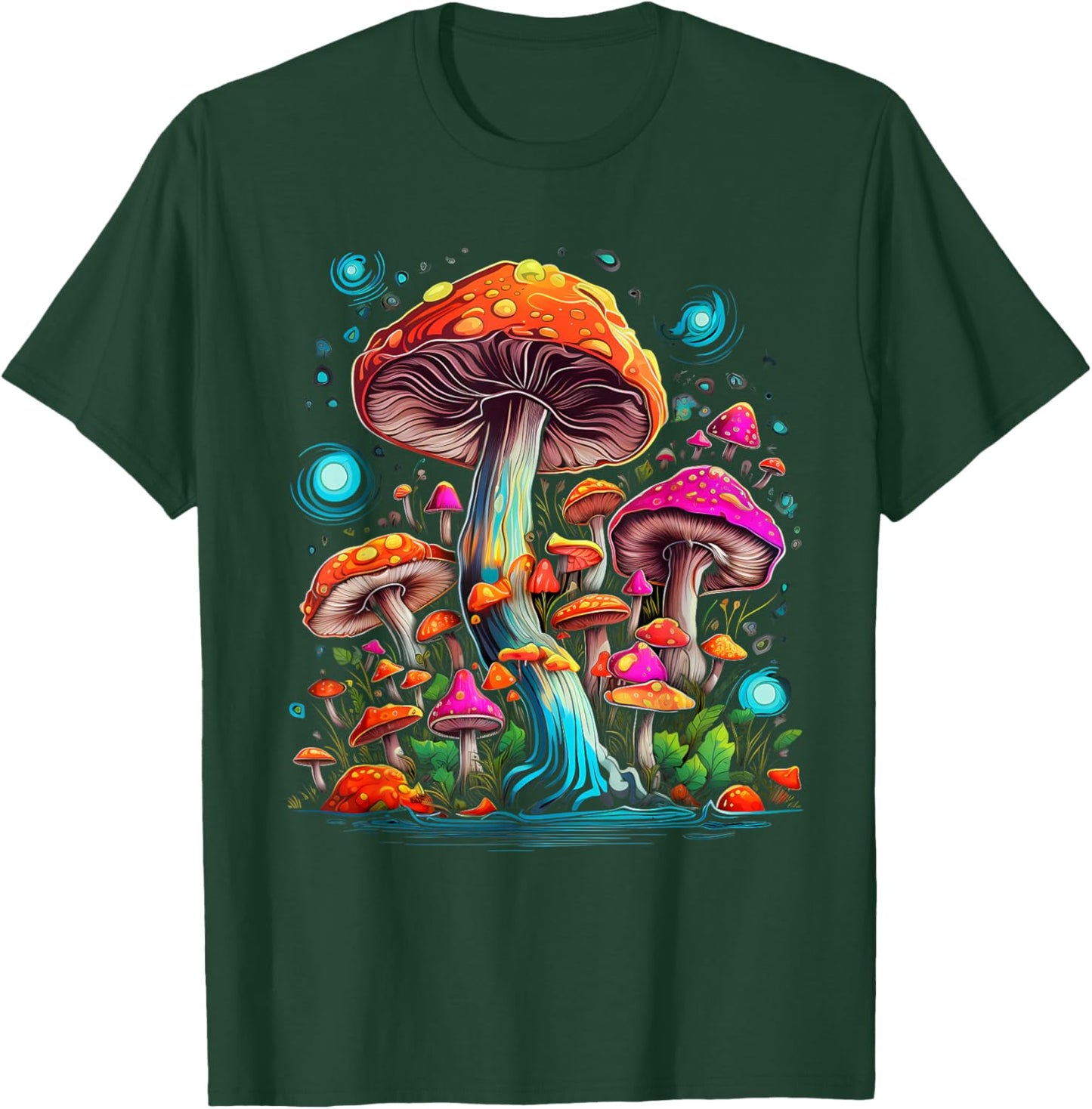 Hippie Mushrooms Psychedelic Forest Fungi Festival T-Shirt - T-Shirt | Forest