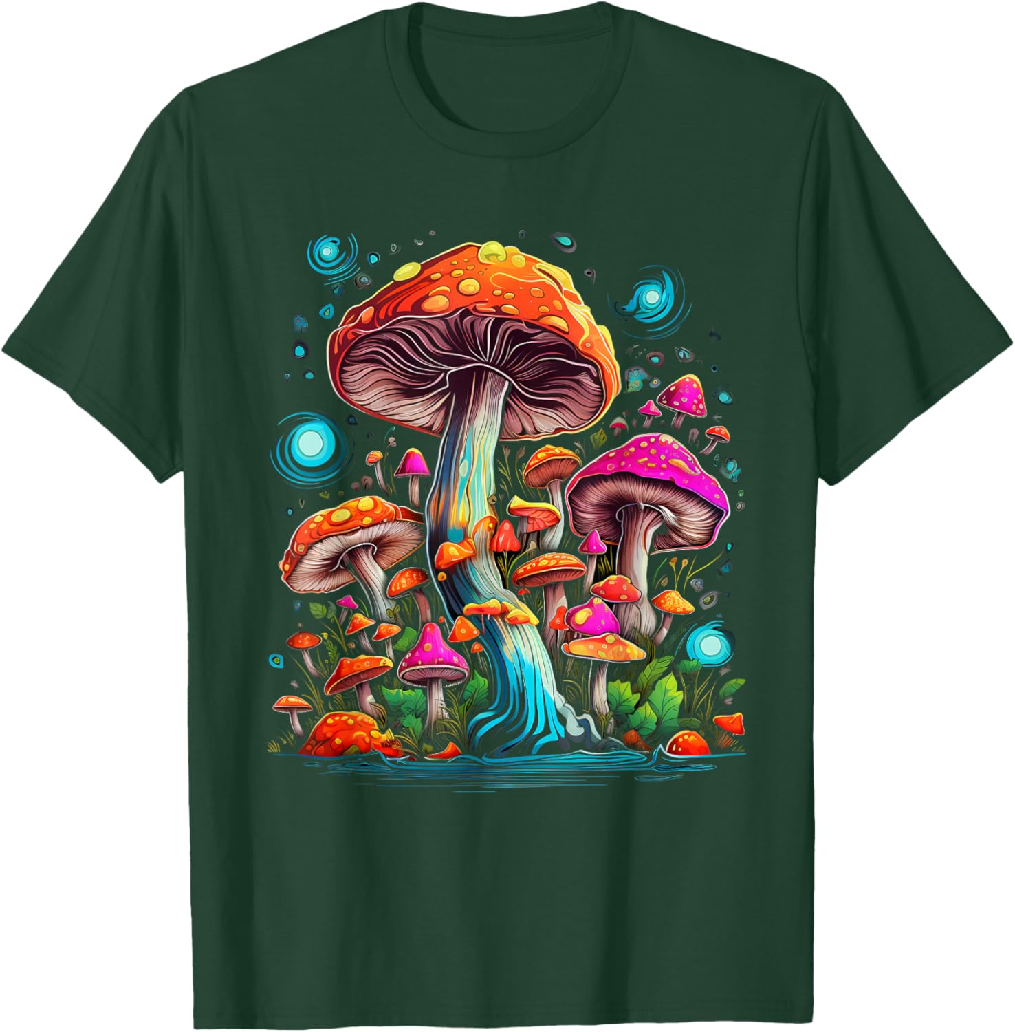 Hippie Mushrooms Psychedelic Forest Fungi Festival T-Shirt - T-Shirt | Forest