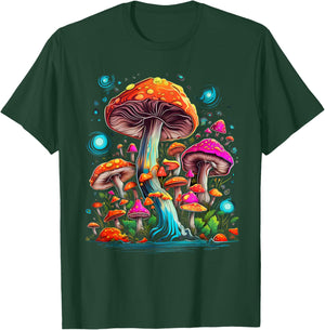 Hippie Mushrooms Psychedelic Forest Fungi Festival T-Shirt - T-Shirt | Forest