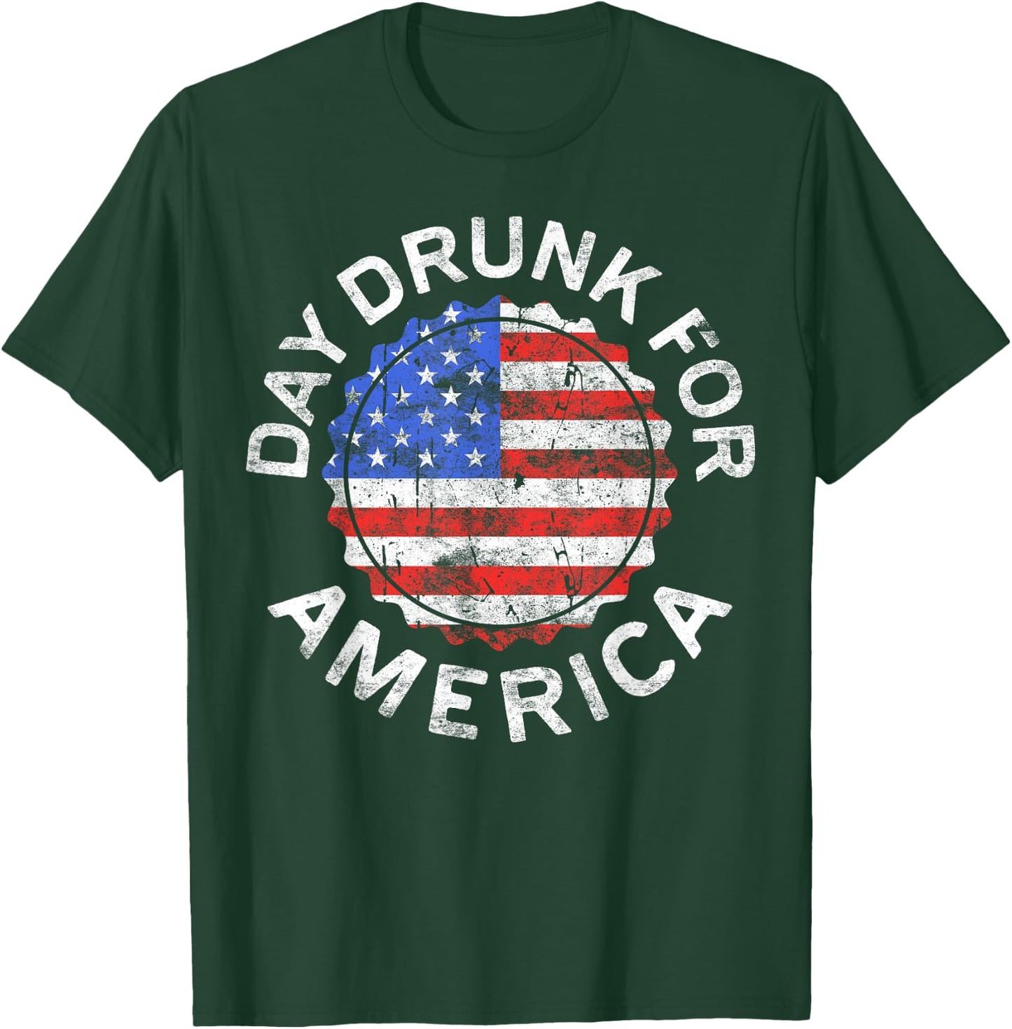 Day Drunk For America Shirt Men Women Drinking 4th of July T-Shirt - T-Shirt | Forest