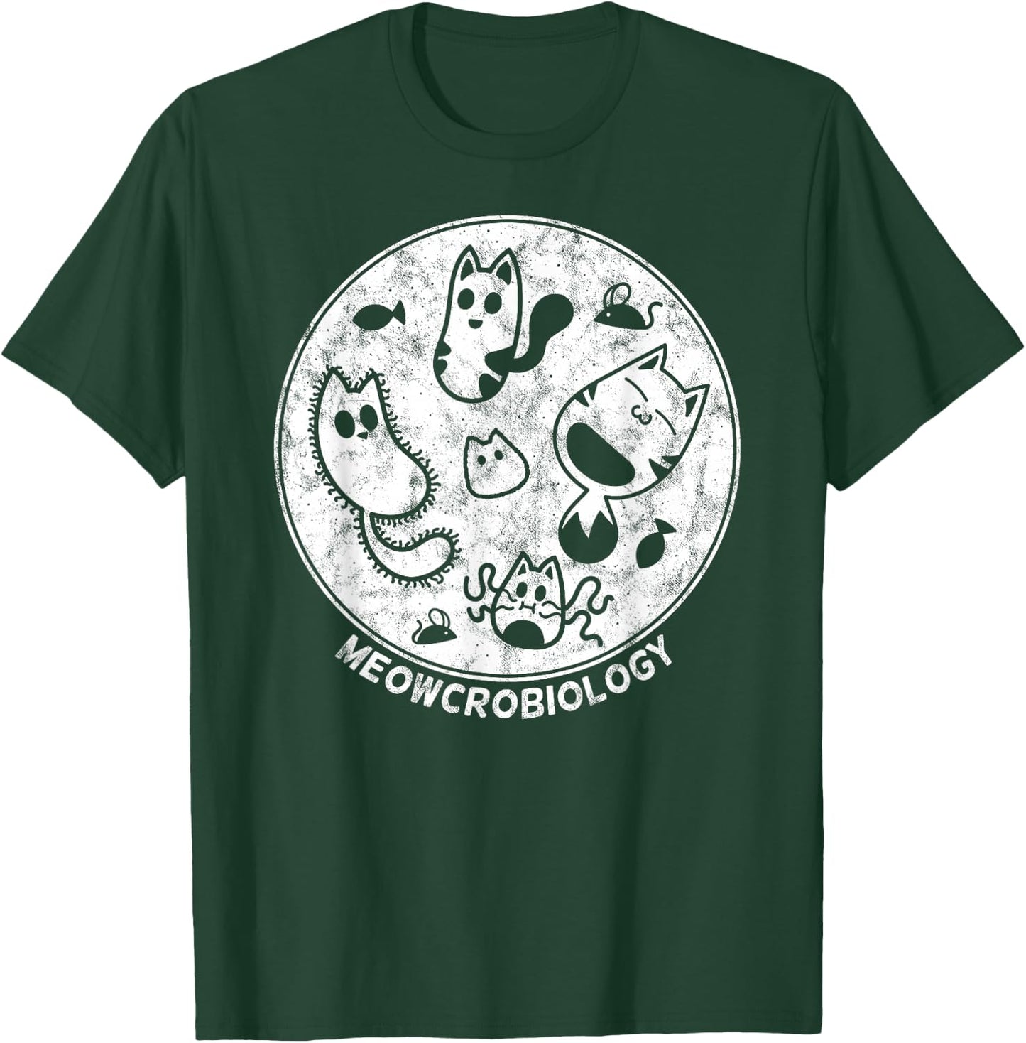 Cute Cat Distressed Bacteria Microbiology Science Lab Small T-Shirt - T-Shirt | Forest