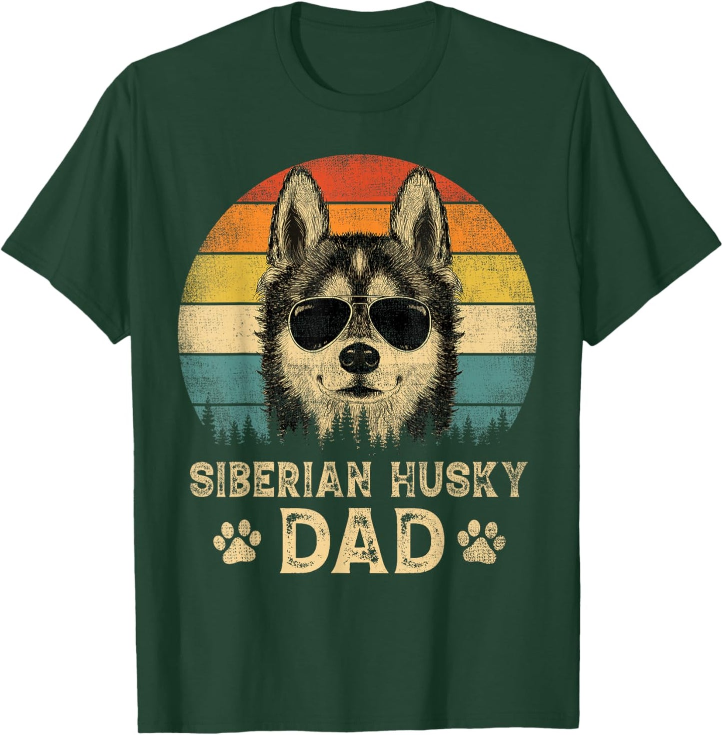 Vintage Siberian Husky Dad Dog Lovers Father's Day T-Shirt - T-Shirt | Forest