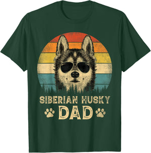 Vintage Siberian Husky Dad Dog Lovers Father's Day T-Shirt - T-Shirt | Forest