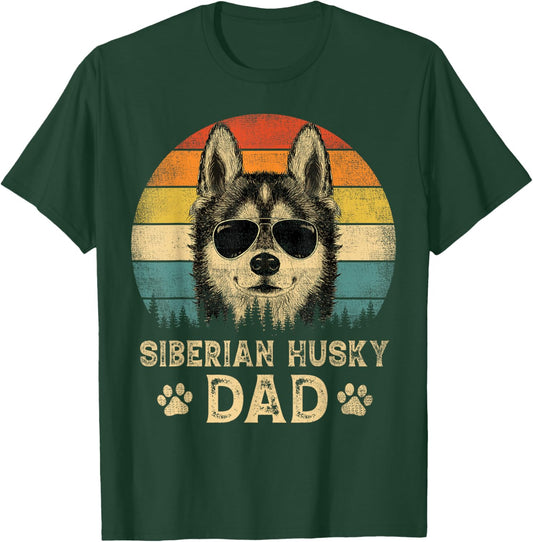 Vintage Siberian Husky Dad Dog Lovers Father's Day T-Shirt - T-Shirt | Forest