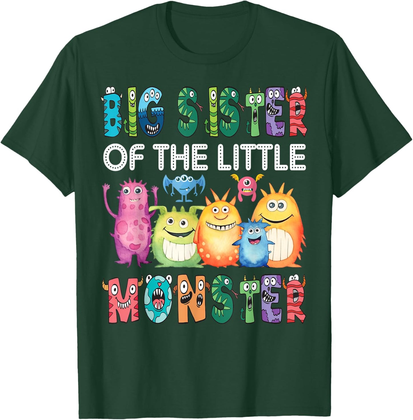 Big Sister Of The Little Monster Kids 1St Birthday Party T-Shirt - T-Shirt | Forest