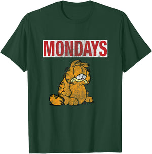 Garfield Hates Mondays Distressed Cat Cartoon T-Shirt - T-Shirt | Forest