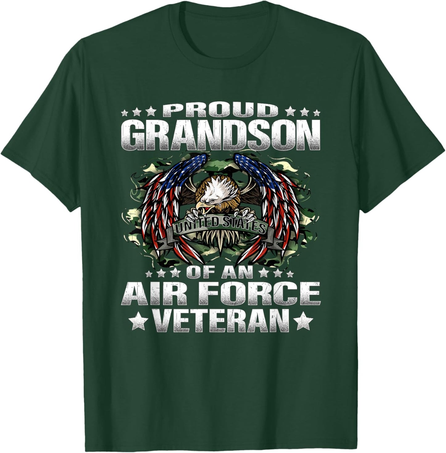 Proud Grandson Of An Air Force Veteran Military Vet's Family T-Shirt - T-Shirt | Forest
