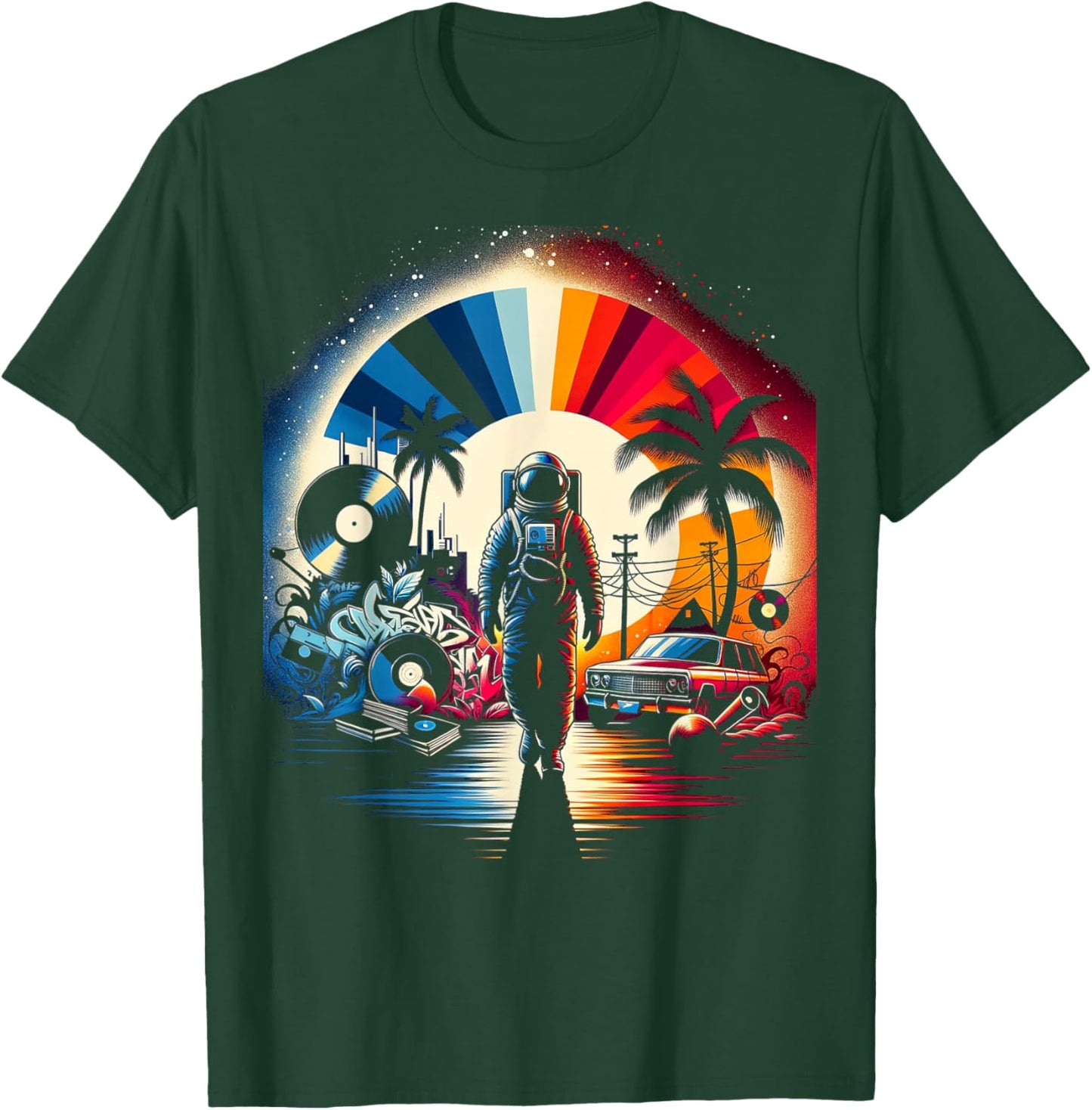 Retro Space Groove | Men Women (S-6XL) | Graphic T-Shirt - T-Shirt | Forest