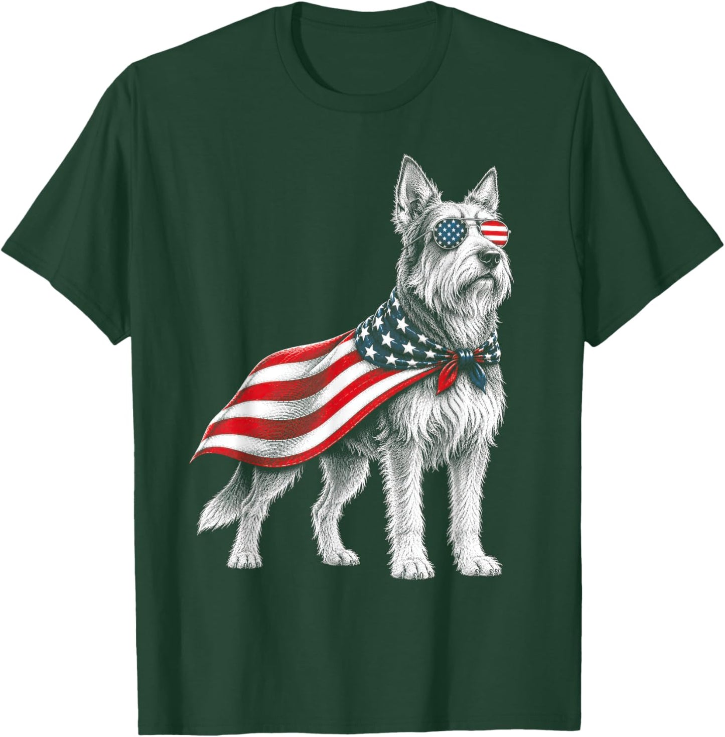 Berger Picard 4th of July US American Flag Dog Patriotic T-Shirt - T-Shirt | Forest