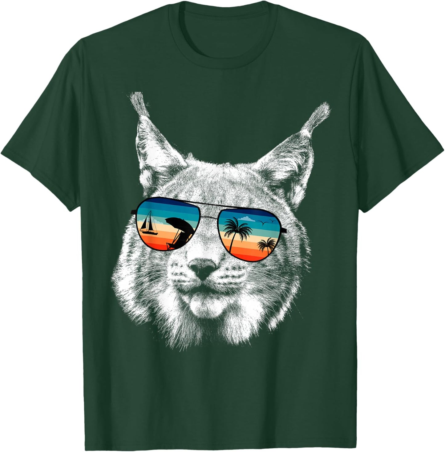 BOBCAT Shirts With Glasses Sunglasses Retro Style T-Shirt - T-Shirt | Forest