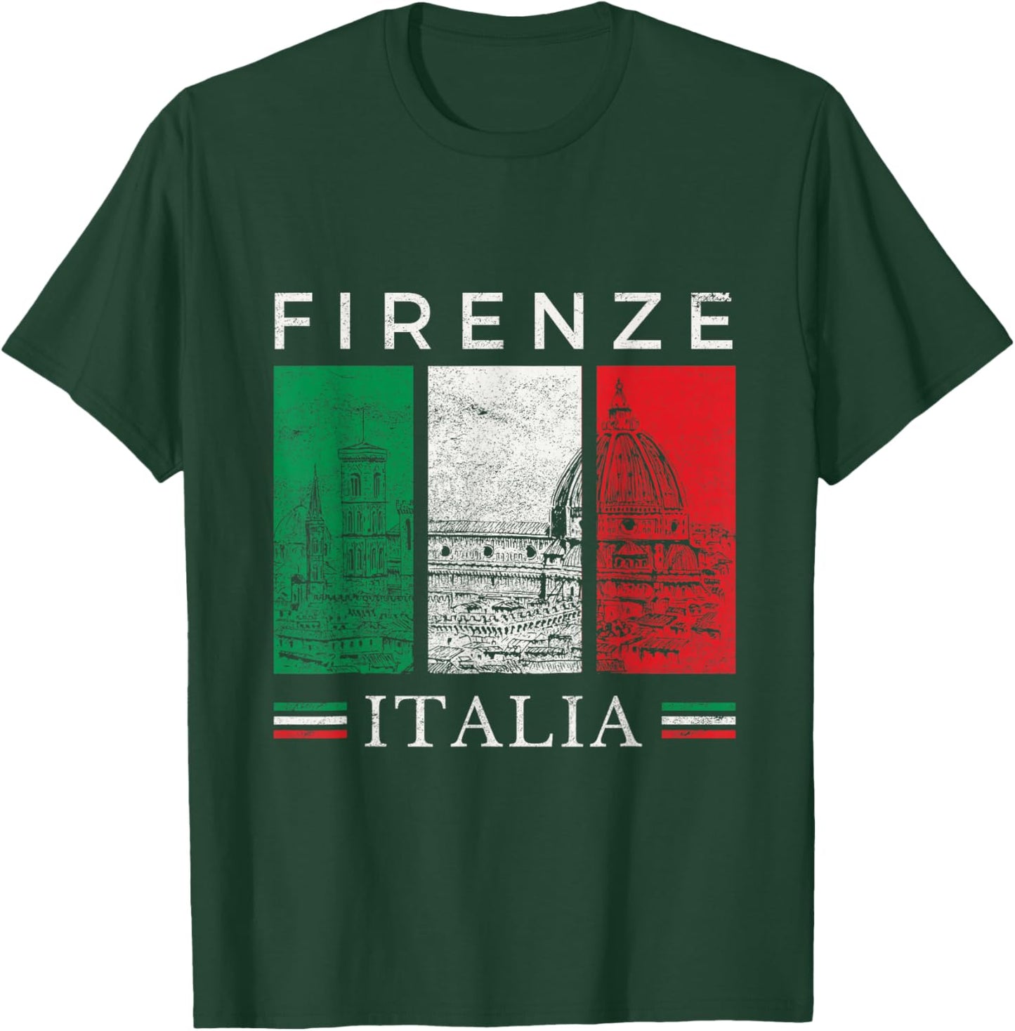 Firenze Italia Il Duomo Italian Flag Travel Souvenir Ciao T-Shirt - T-Shirt | Forest