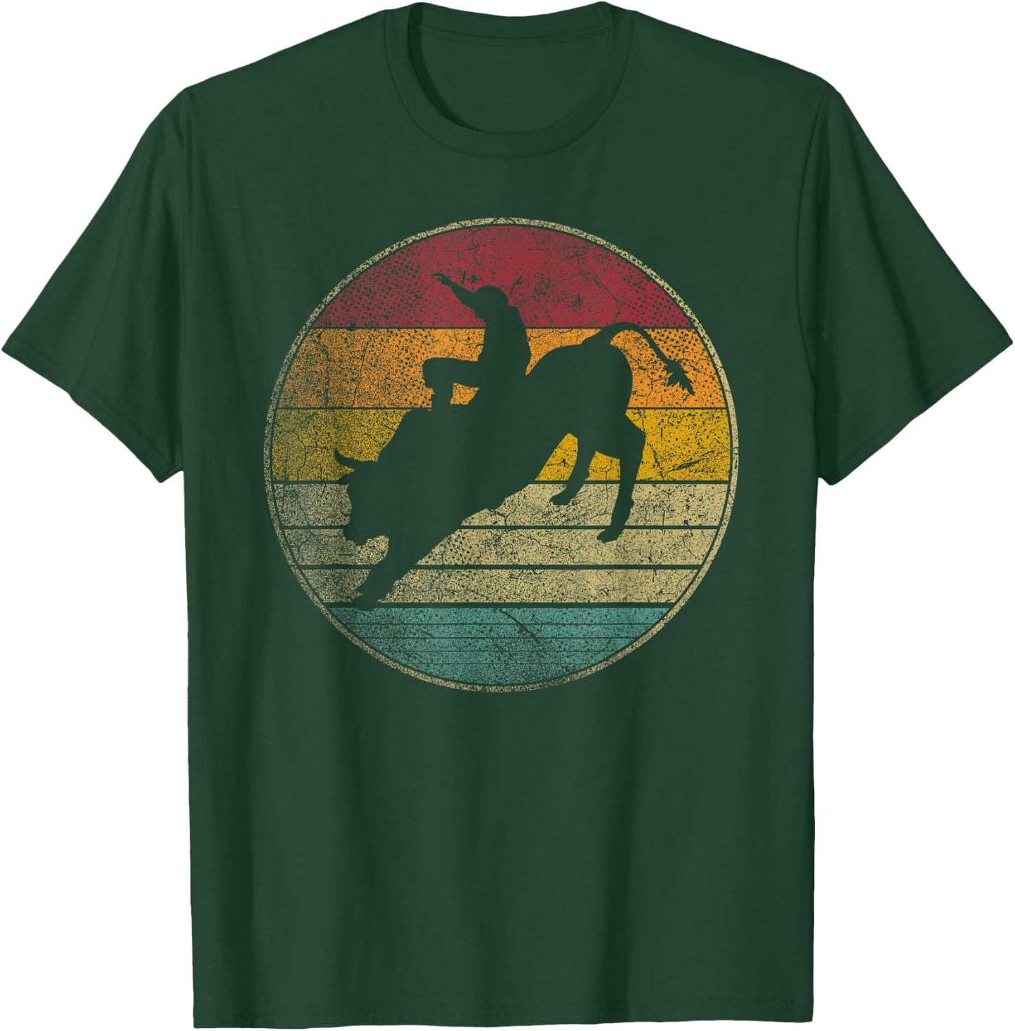 Rodeo Retro Style Bull Riding Cowboy Horse Men Women Kids T-Shirt - T-Shirt | Forest