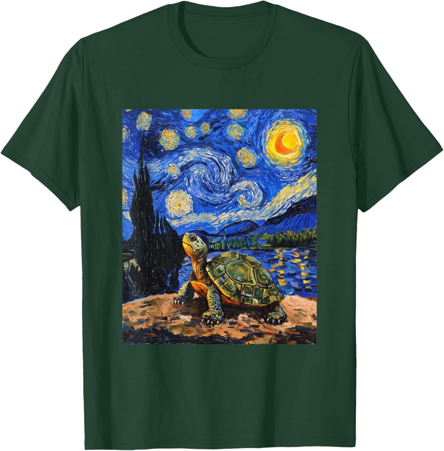 Cute Tortoise Turtle - Van Gogh Style - Starry Night T-Shirt - T-Shirt | Forest