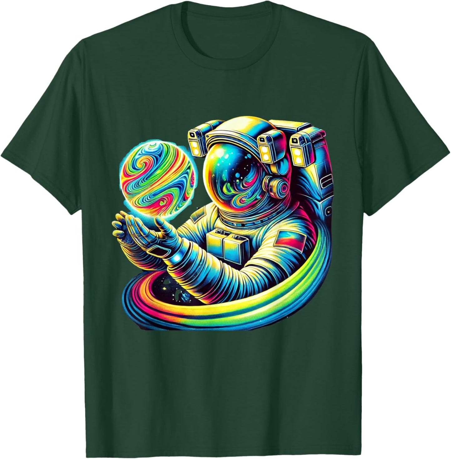 Astronaut Holding Planet Astronomy Cosmology Space Science T-Shirt - T-Shirt | Forest