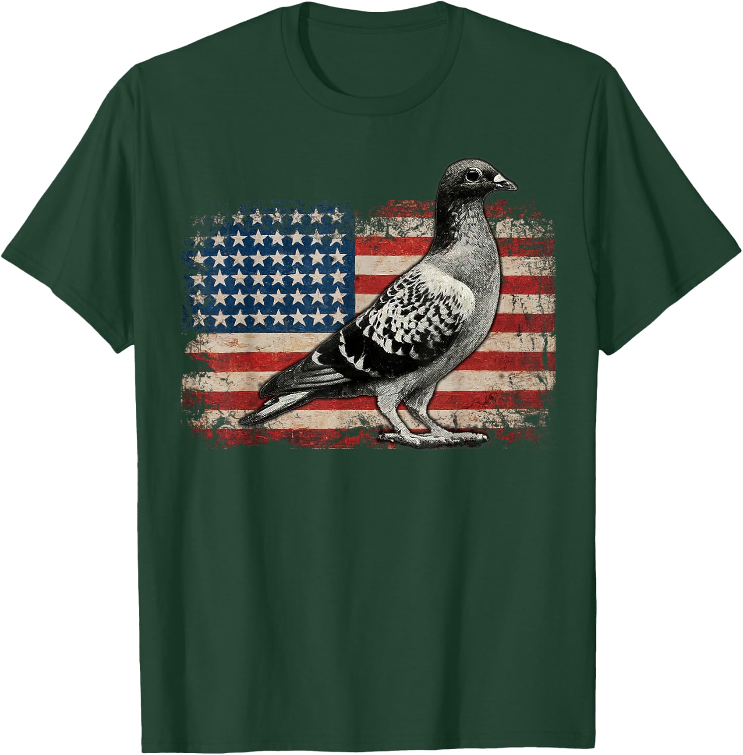 Pigeon Bird 4th of July USA Patriotic Pigeon USA Flag T-Shirt - T-Shirt | Forest