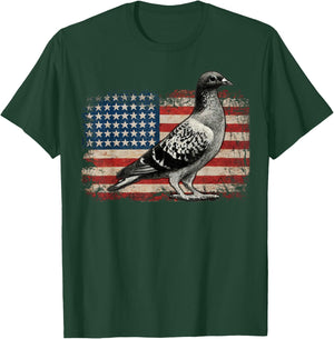 Pigeon Bird 4th of July USA Patriotic Pigeon USA Flag T-Shirt - T-Shirt | Forest