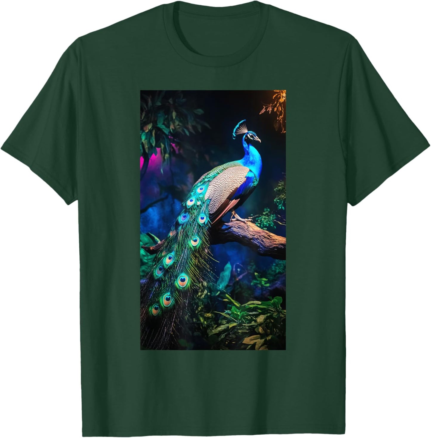 Peacock Branch Colorful Wildlife Nature lover T-Shirt - T-Shirt | Forest