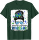 Warrior Messy Bun Green Blue Intracranial Hypertension T-Shirt - T-Shirt | Forest