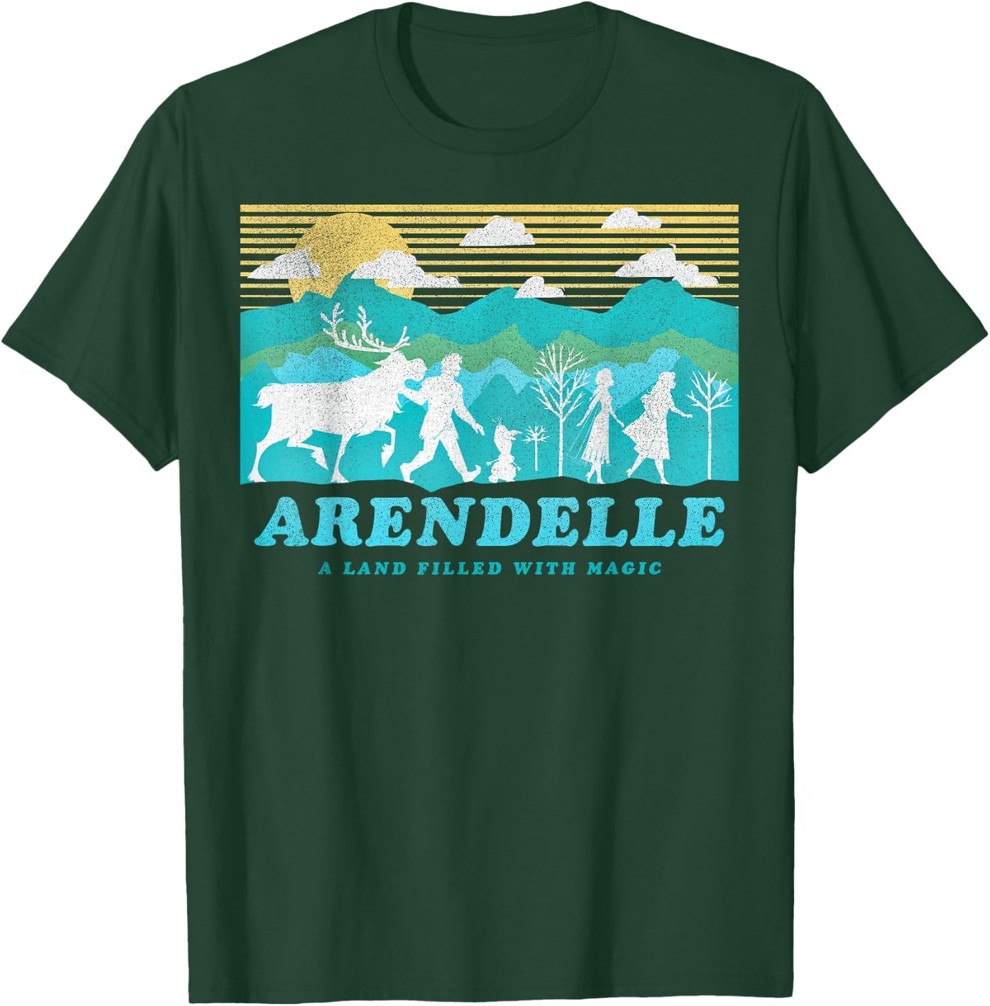 Disney Frozen 2 Arendelle Group Silhouette Poster T-Shirt - T-Shirt | Forest
