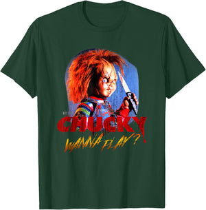Child's Play Chucky Wanna Play Creepy Portrait Small T-Shirt - T-Shirt | Forest