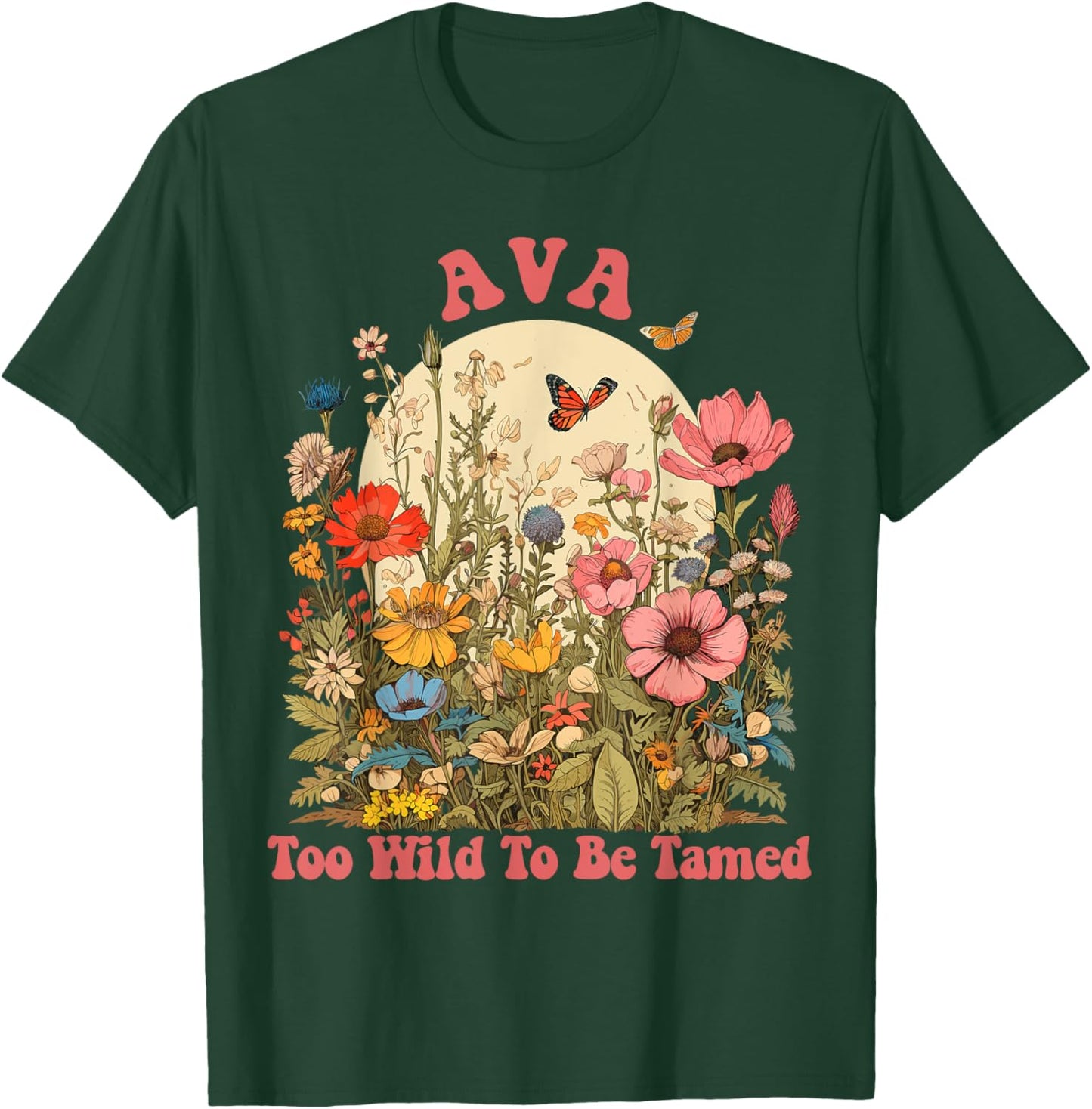 AVA Name Cute Retro Girls Wildflower AVA Name T-Shirt - T-Shirt | Forest