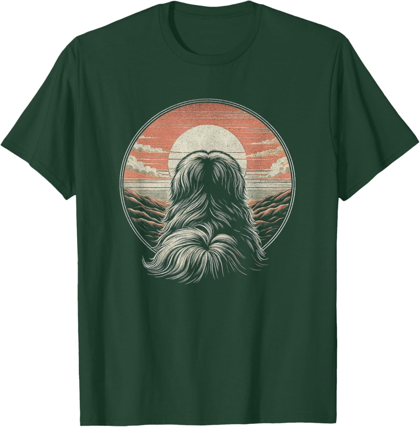 Vintage Pekingese Dog Retro Sunset Scene Art Design T-Shirt - T-Shirt | Forest