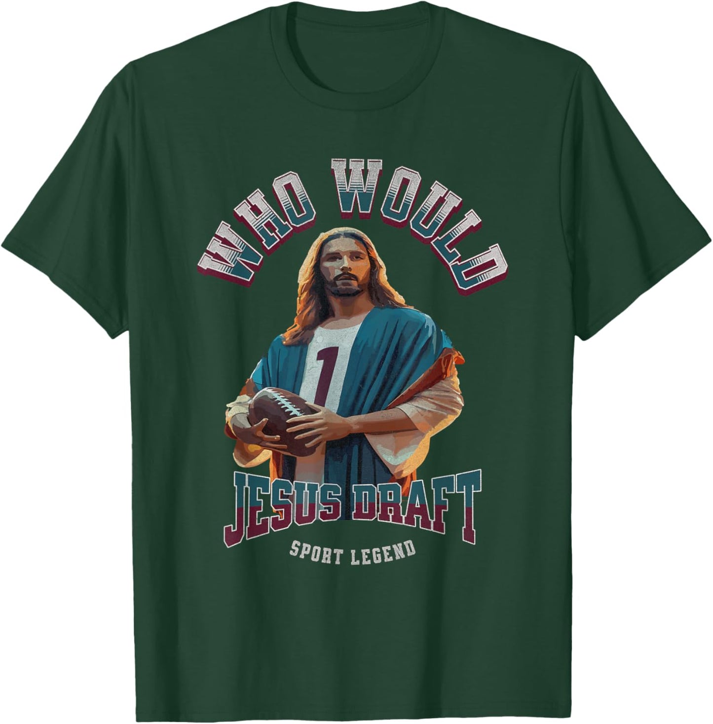 Who Would Jesus Draft Fantasy Football Christian Draft Party T-Shirt - T-Shirt | Forest