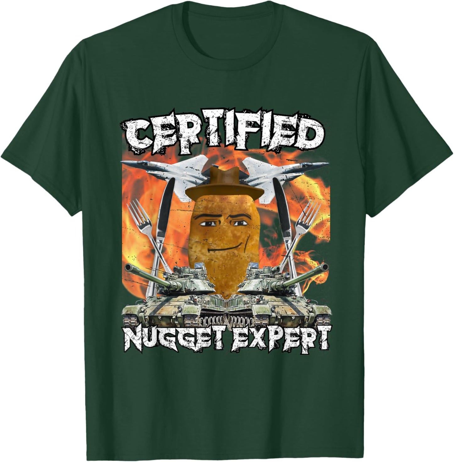 Cowboy-Meme mit Chicken Nugget Man Face T-Shirt - T-Shirt | Forest