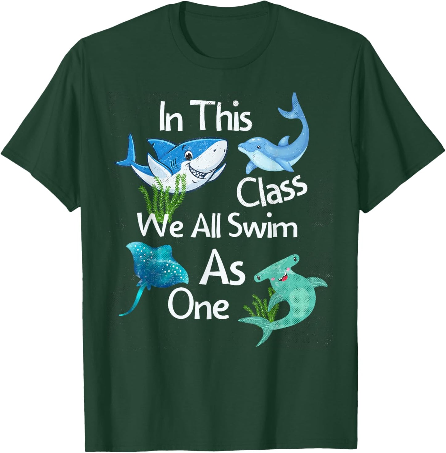Back To School Shark Ocean Life Inclusive Elementary Teacher T-Shirt - T-Shirt | Forest