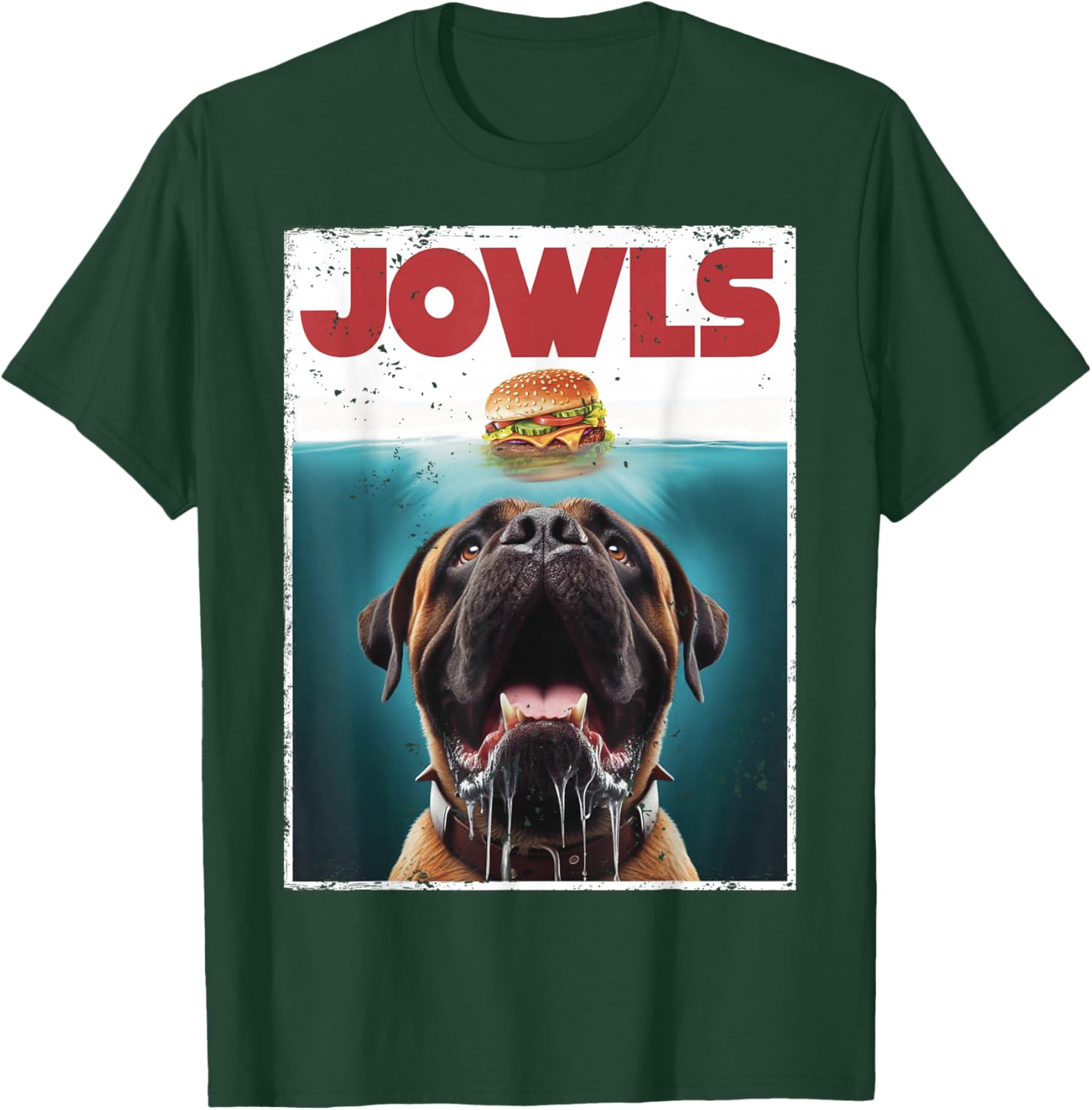 Cute English Mastiff Jowls Burger, Bullmastiff, Dog Mom, Dad T-Shirt - T-Shirt | Forest
