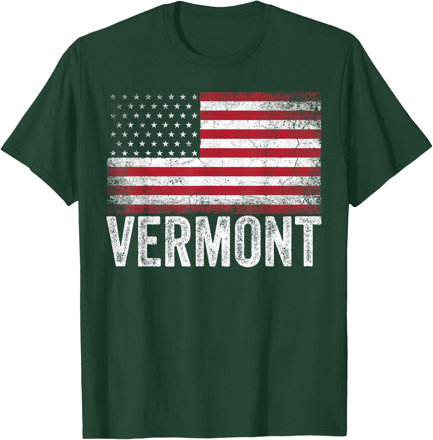 Vermont American Flag 4th of July Vintage Men Women USA T-Shirt - T-Shirt | Forest