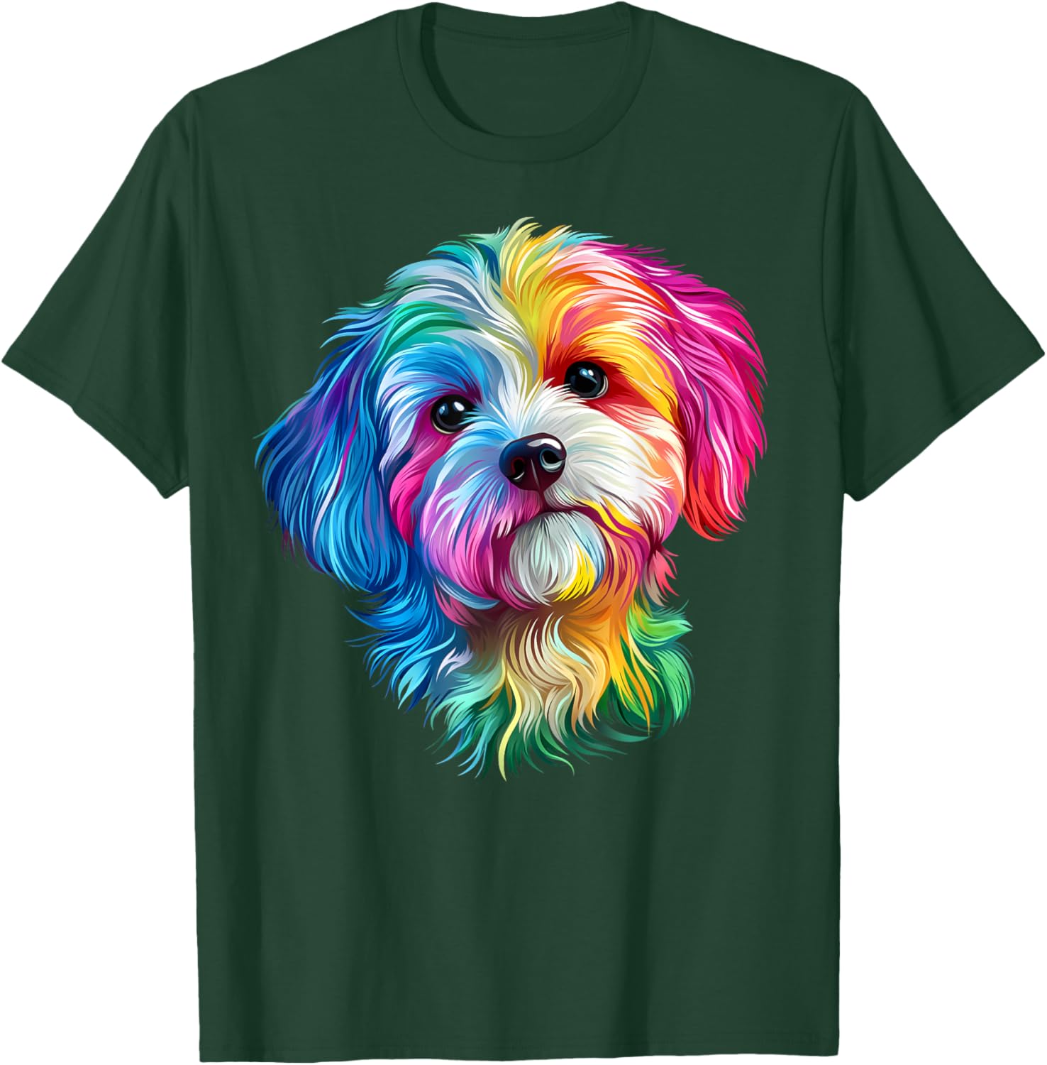Colorful Coton de Tulear Face Cute Dog Lover Men Women Black T-Shirt - T-Shirt | Forest