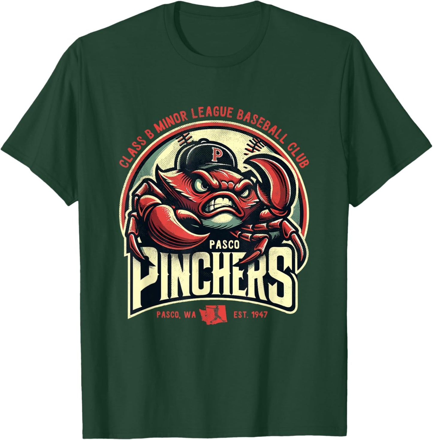 Pasco Pinchers Retro Minor League Baseball Team T-Shirt - T-Shirt | Forest