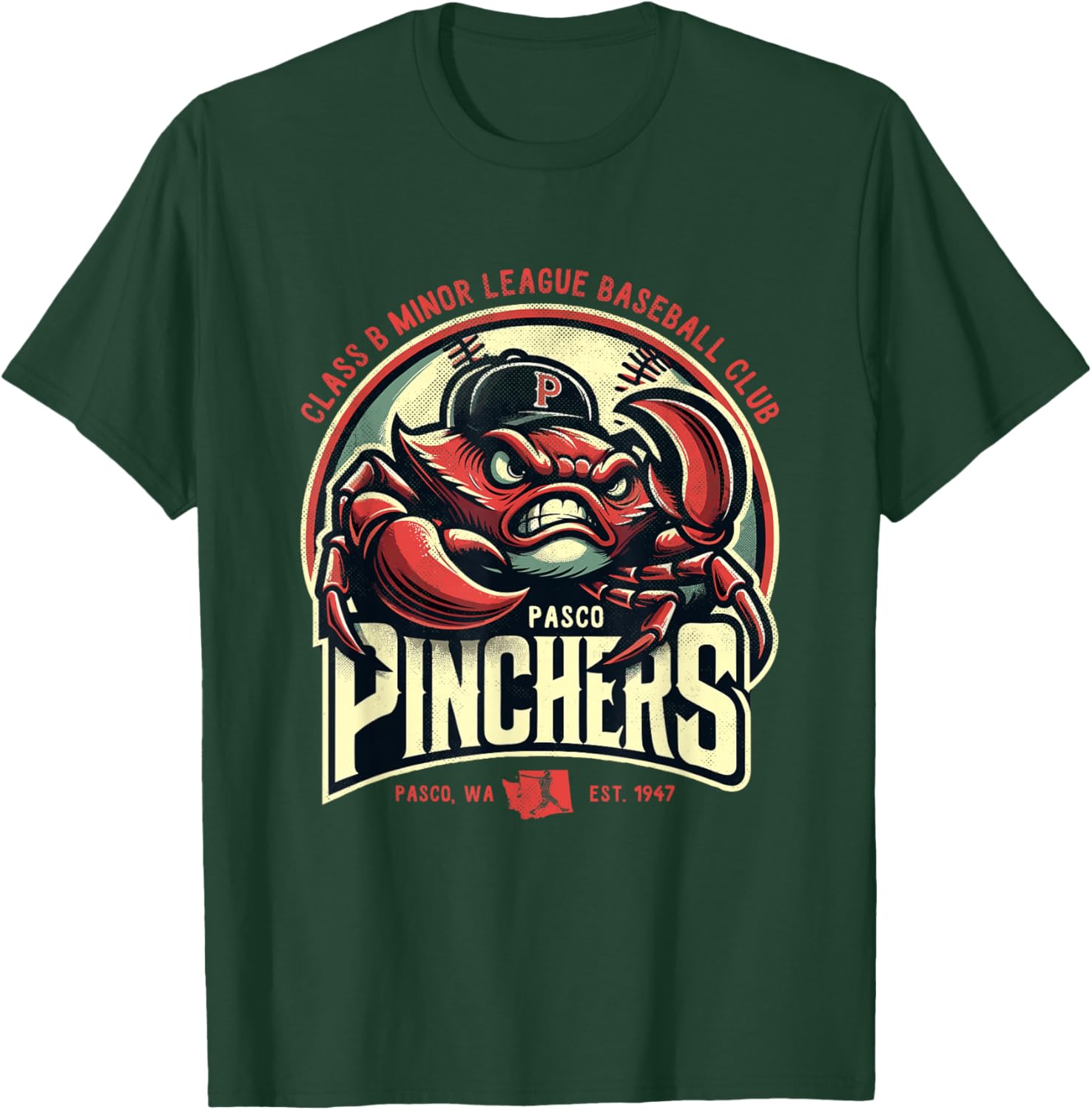Pasco Pinchers Retro Minor League Baseball Team T-Shirt - T-Shirt | Forest
