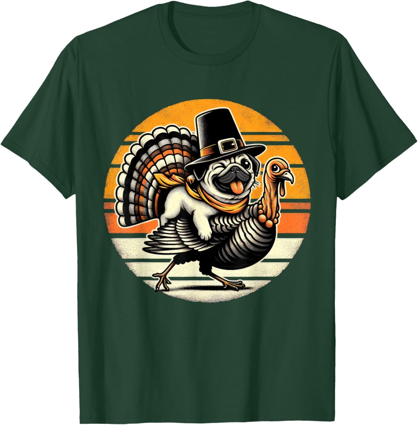 Thanksgiving Pug Pilgrim Gifts Men Pug Dog Lover T-Shirt - T-Shirt | Forest