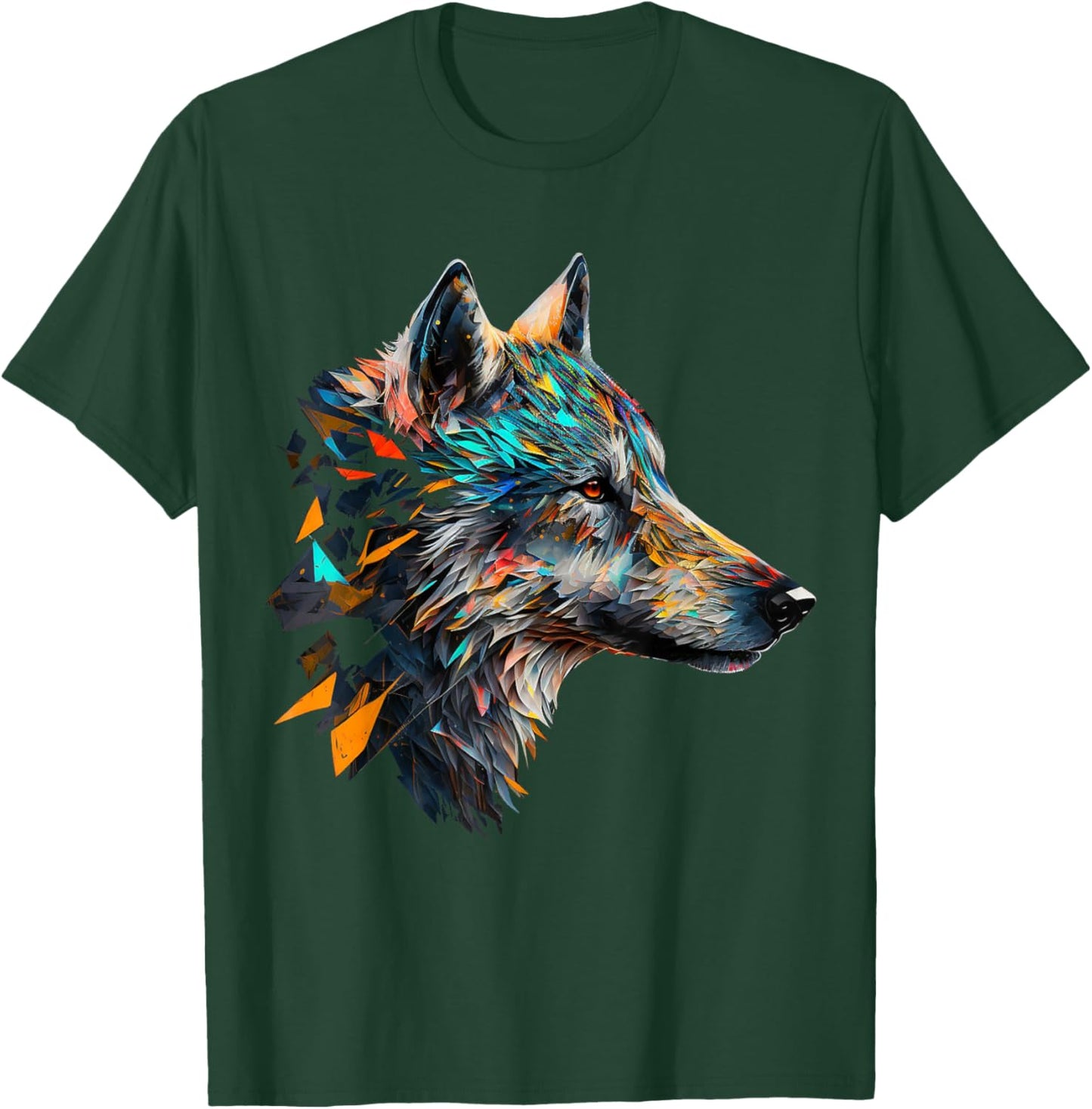 Wolf Colourful Animal Print Artwork Polygon Wolf T-Shirt - T-Shirt | Forest