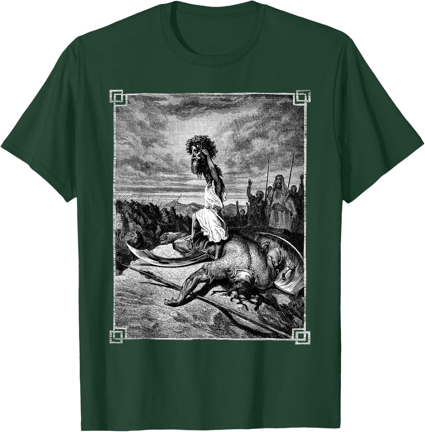 David slays Goliath Bible art Occult Gothic Medieval Grunge T-Shirt - T-Shirt | Forest