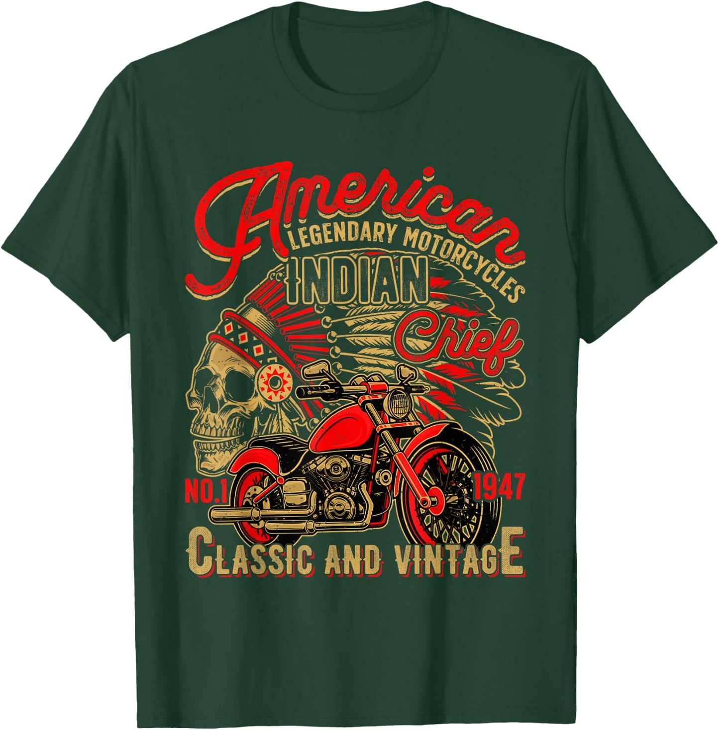 Christmas Motocross Motorcycle Biker Vintage Retro American T-Shirt - T-Shirt | Forest