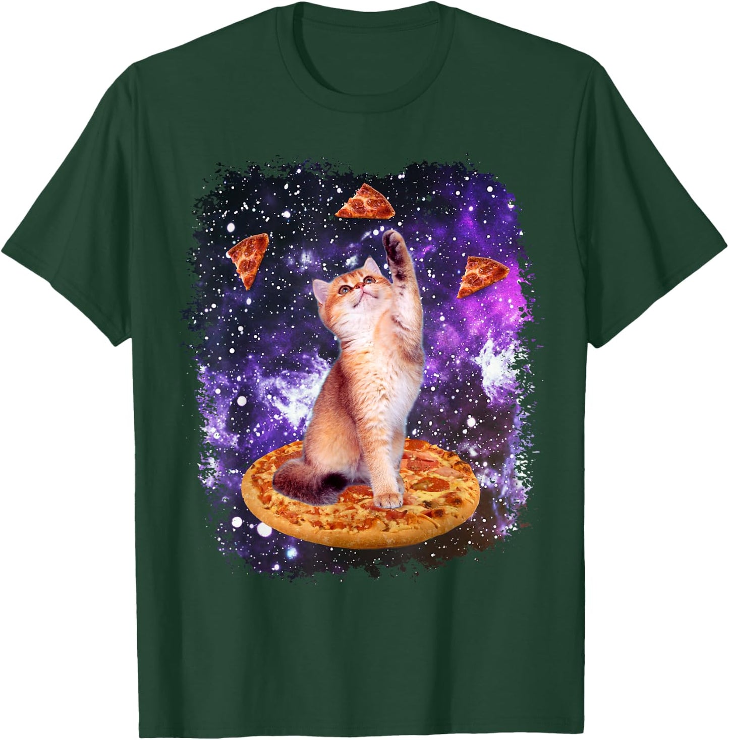 Space Cat Pizza Cat Galaxy Cute Kitty In Space Pizza Lovers T-Shirt - T-Shirt | Forest