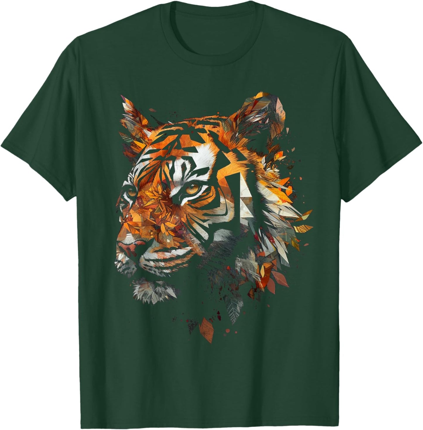Tiger Artwork Autumn Leaves - Zoo Animal Tiger T-Shirt - T-Shirt | Forest