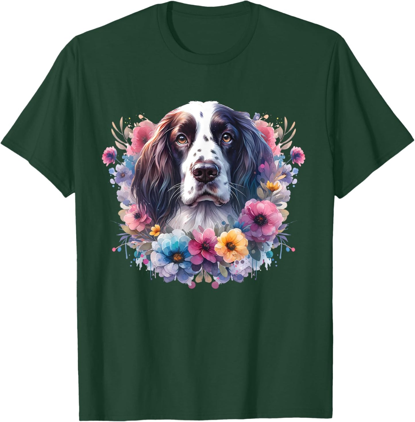 Floral English Springer Spaniel Mama Dog Lover Mother's Day Women Kids T-Shirt - T-Shirt | Forest