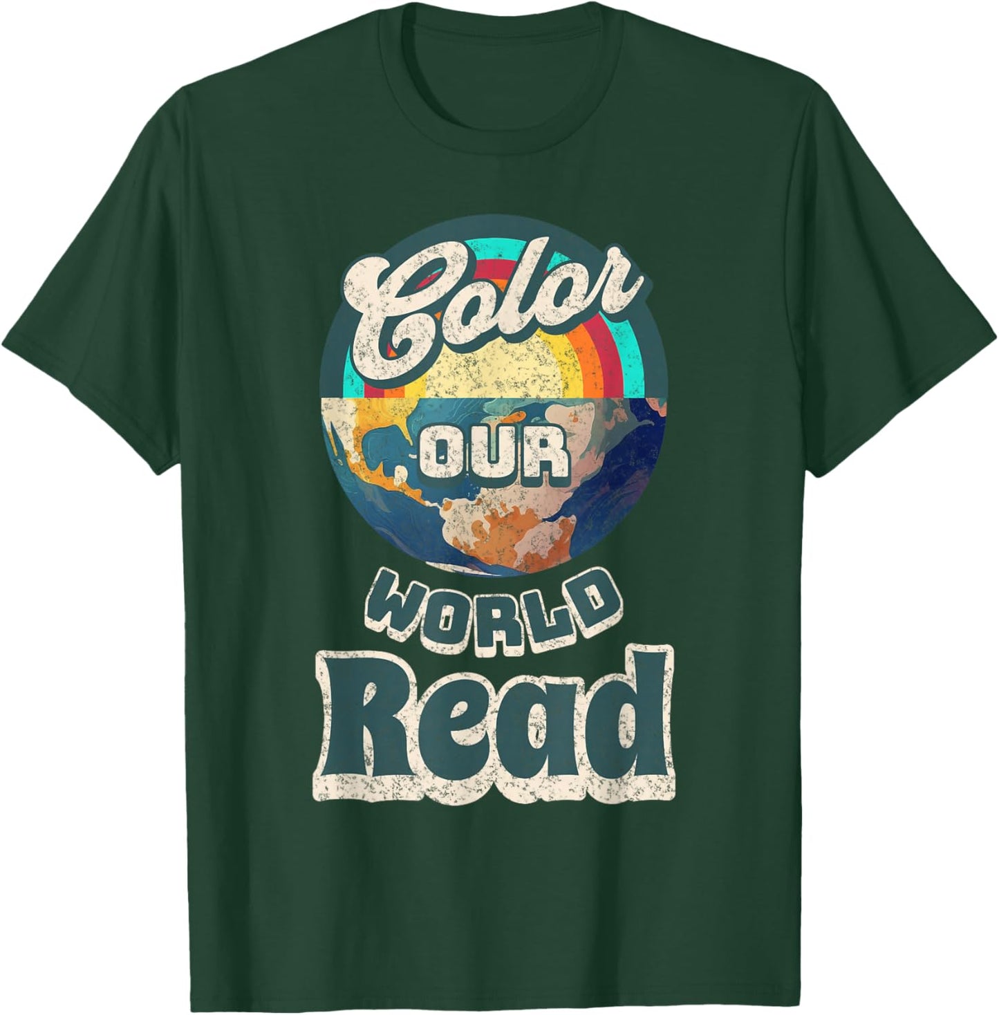 Reading is a Super Power Color Our World READ T-Shirt - T-Shirt | Forest