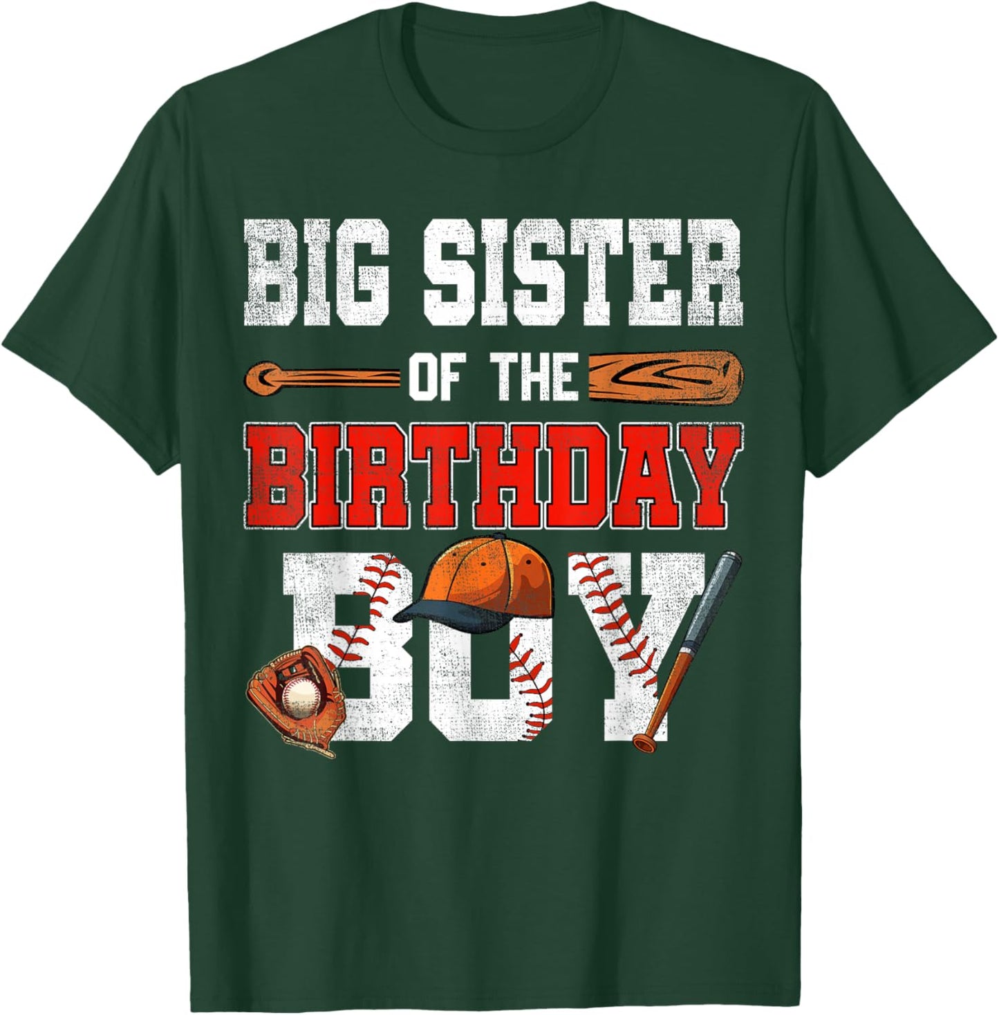 Big Sister Of The Birthday Boy Baseball Bday Family T-Shirt - T-Shirt | Forest