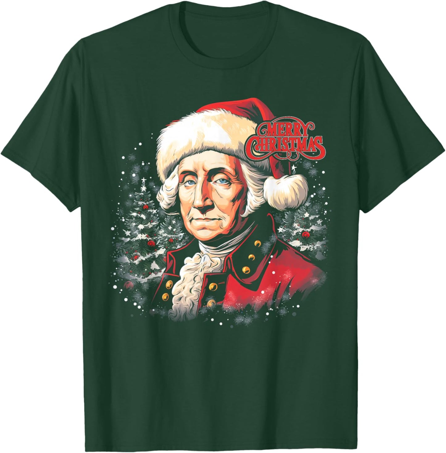 George Washington Funny Merry Christmas Santa Holiday T-Shirt - T-Shirt | Forest