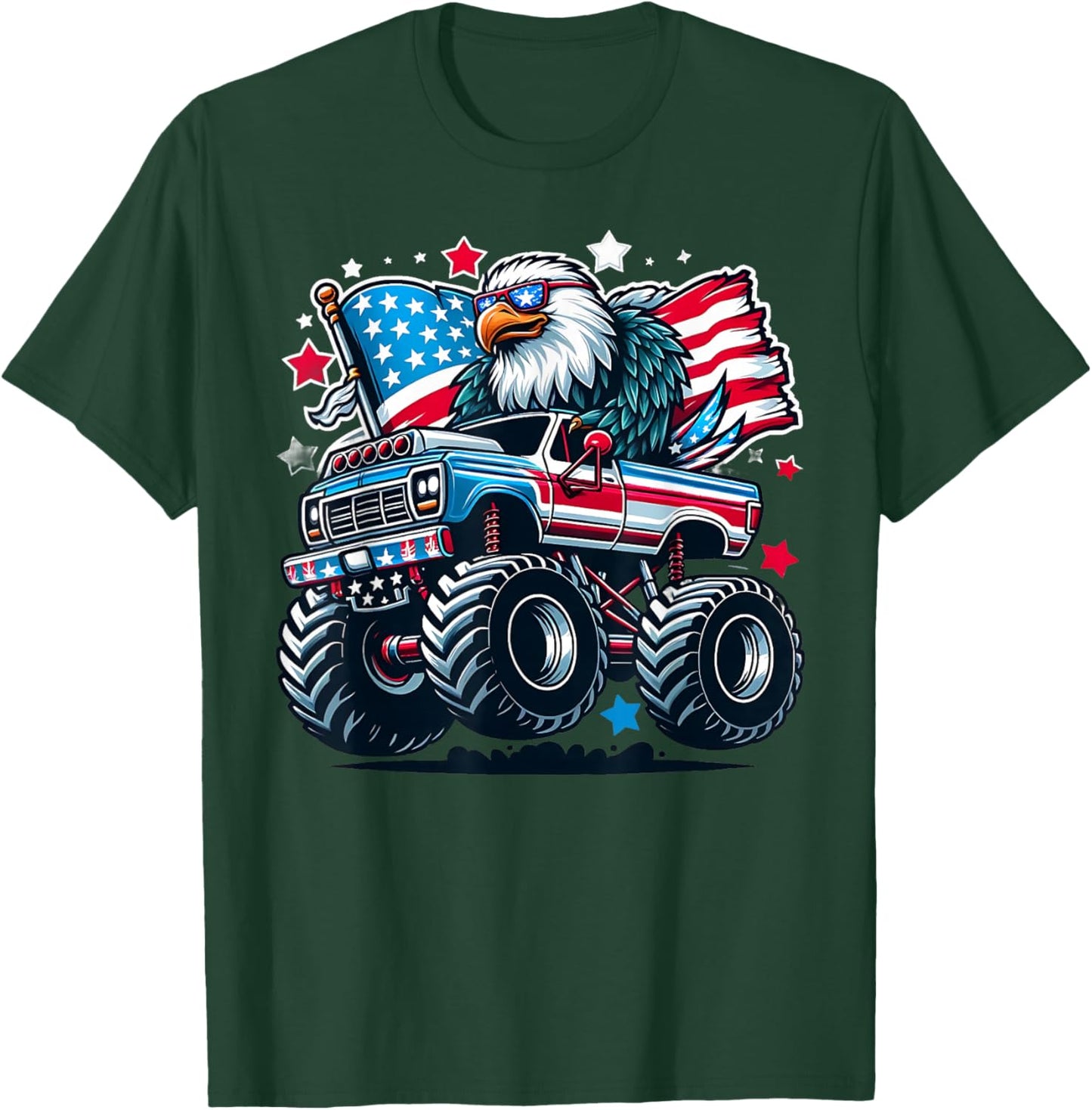 4th of July Patriotic American Flag Eagle USA Red White Blue T-Shirt - T-Shirt | Forest