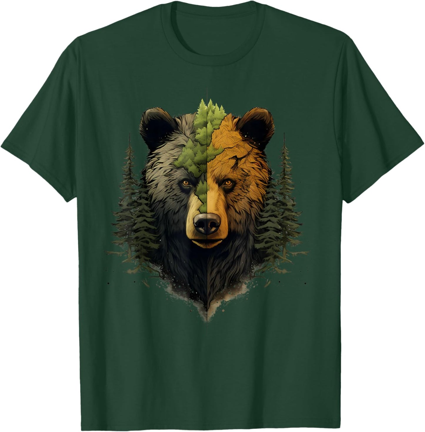 Bear Animal Art Wildlife Forest Portrait Forest Artwork T-Shirt - T-Shirt | Forest
